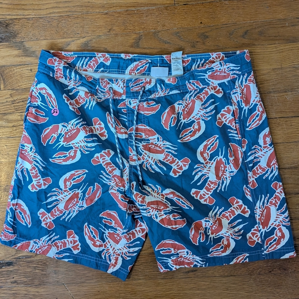 Lobster Print Swim Shorts‎ Coastal New England Vacation Wear